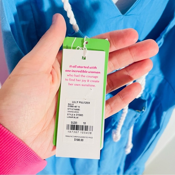 Lilly Pulitzer Crishna Dress Lunar Blue Nautical Size 10 - Picture 4 of 9